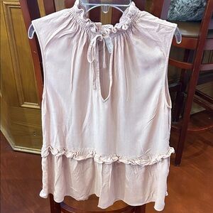 H&M Light Pink Ruffle Trim Blouse